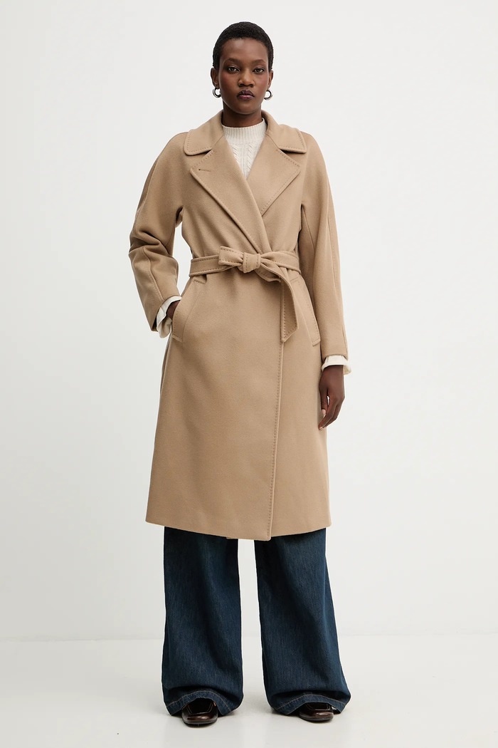 Vlněný kabát Weekend Max Mara RESINA 2525016102600 béžová AW25