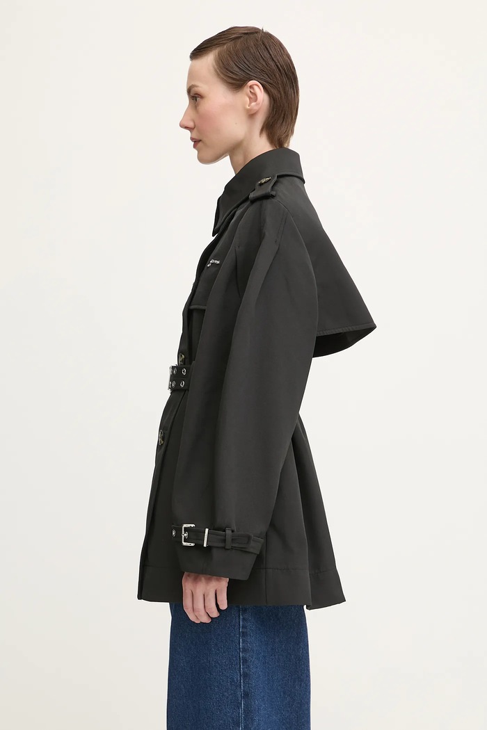 GANNI trencz Heavy Twill Midi Trench W0893 czarny AW25