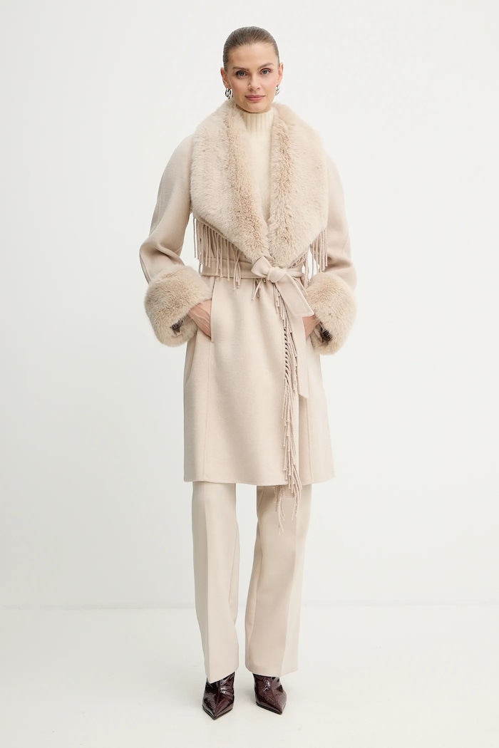 Marciano by Guess płaszcz z dodatkiem wełny LILIANA 5BGL46.7125A beżowy AW25
