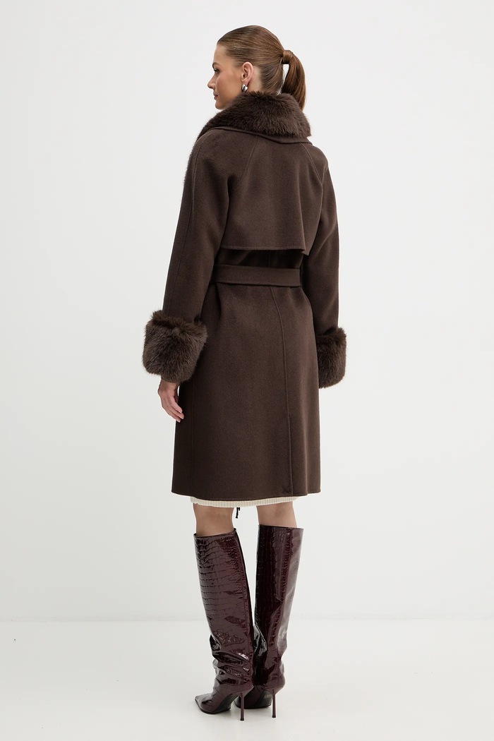 Îmbrăcăminte Marciano by Guess palton din amestec de lână LILIANA 5BGL46.7125A maro