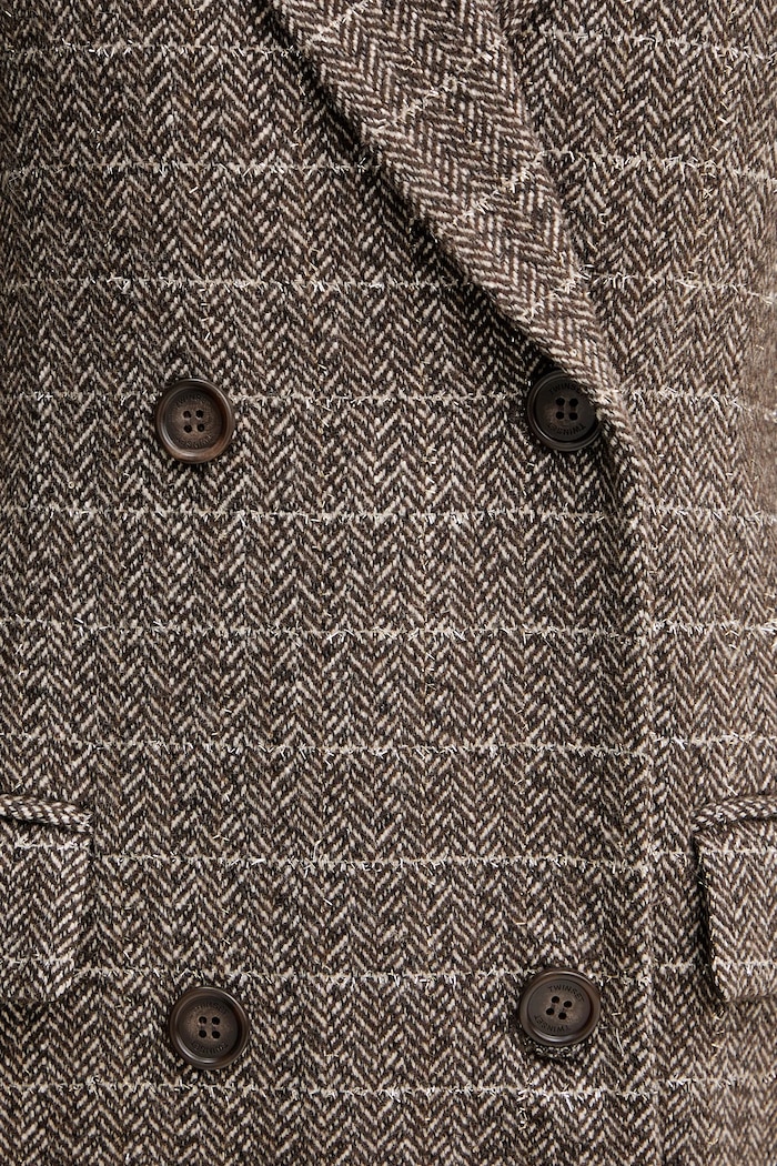 Twinset płaszcz z dodatkiem wełny 252TT2041 brązowy