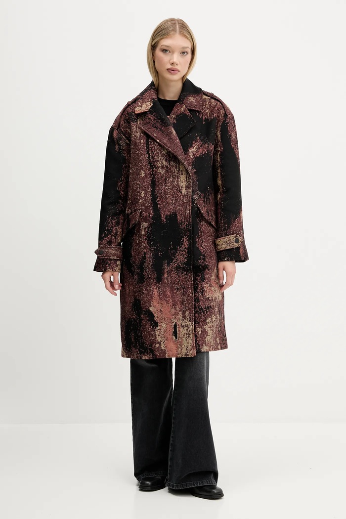 Desigual palton BRUSHED LAC cu captuseala maro 25WWEW05
