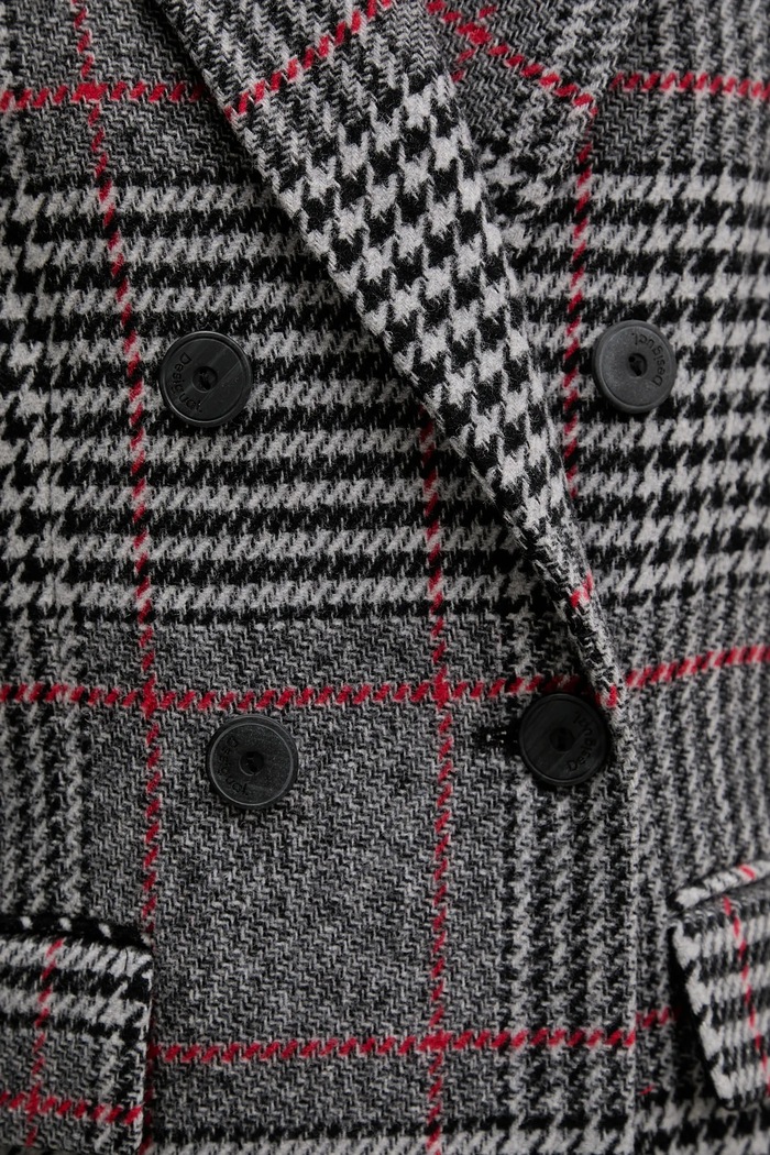 Desigual cappotto con lana CAPUCHA CHECK 25WWEW13