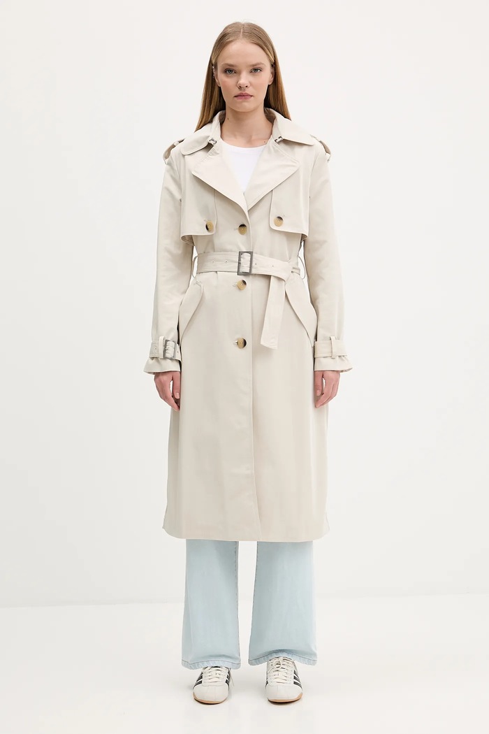 Trench kabát Desigual PLEATED nezateplené béžová 25WWEW18