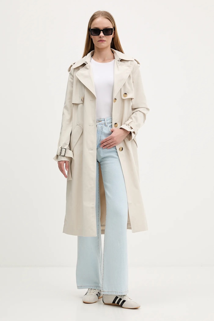 Trench kabát Desigual PLEATED 25WWEW18 béžová AW25