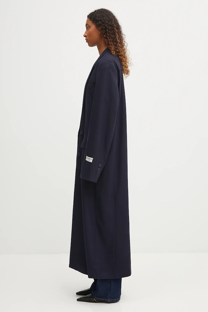 Vuneni kaput Fiorucci Light Wool Maxi W02FPOCO382WO01BL05 mornarsko plava AW25