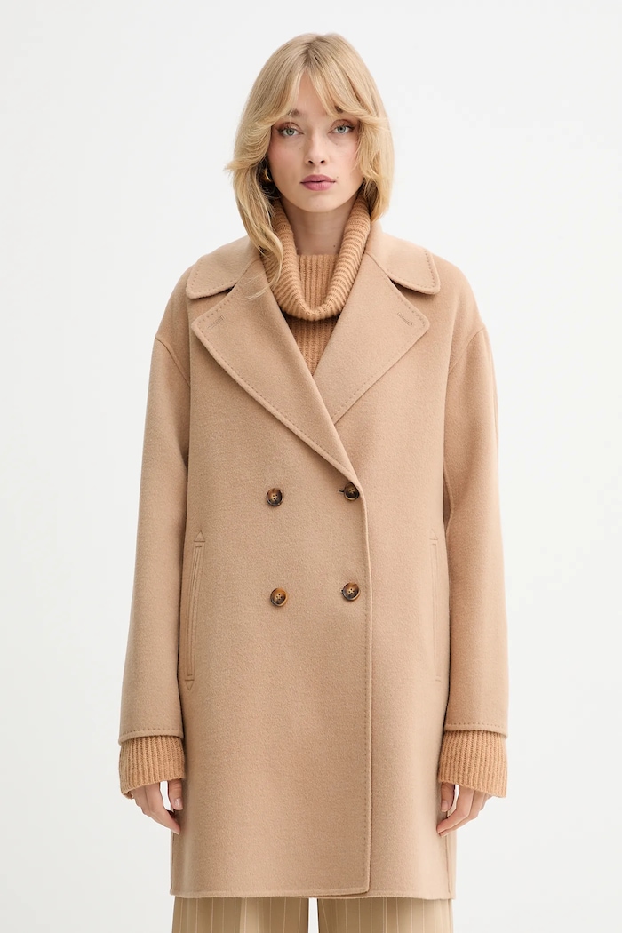 Marella cappotto in lana senza fodera marrone 2523016031200