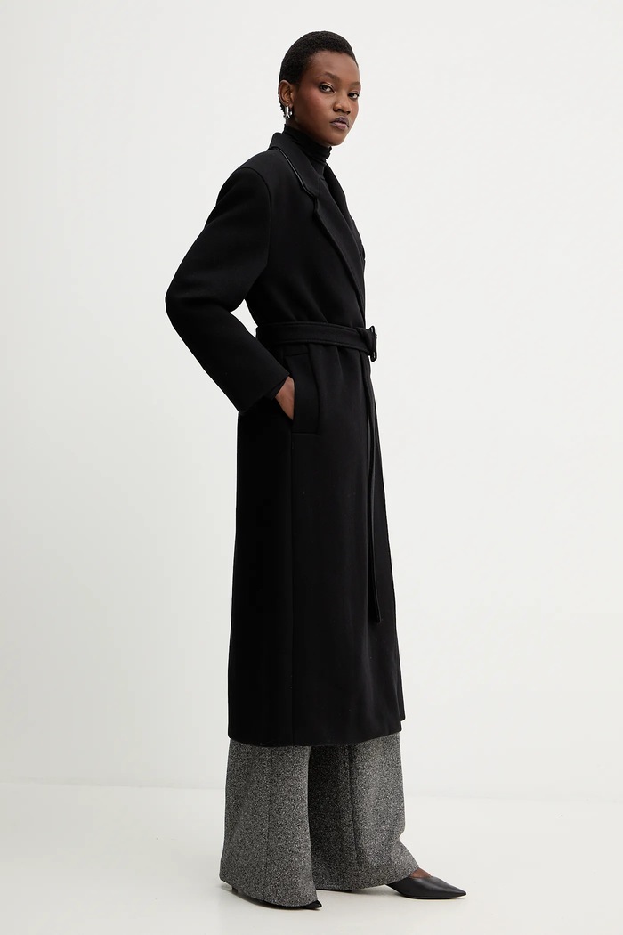Marella palton de lână negru 2523016082200