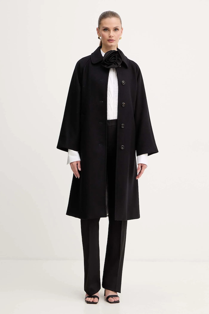 Marella płaszcz z dodatkiem wełny Emme by Marella 2525016012200 czarny AW25