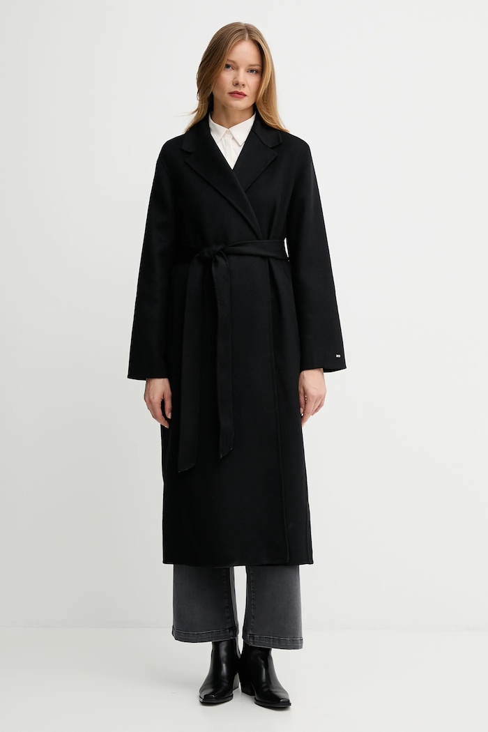 Tommy Hilfiger palton de lână necaptusit negru WW0WW47286