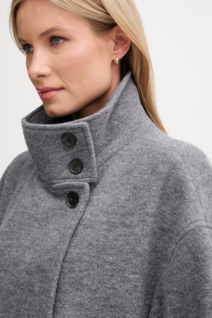 Kabát s prímesou vlny Tommy Hilfiger sivá WW0WW47372