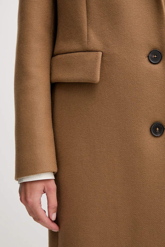 Kabát s prímesou vlny Tommy Hilfiger WW0WW47445 hnedá