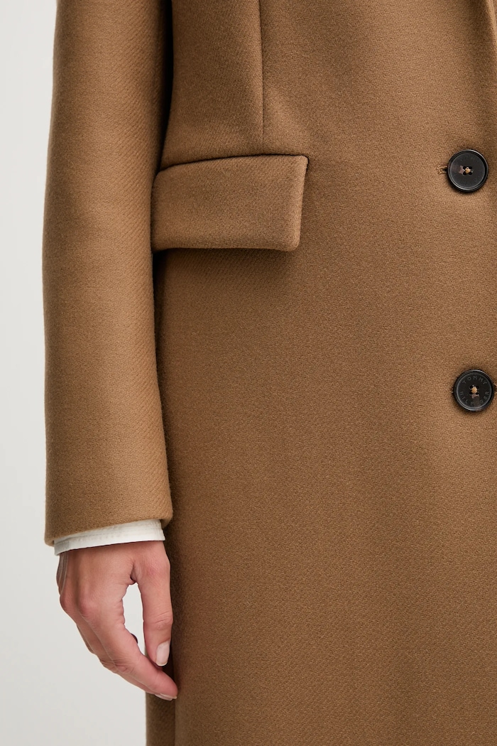 Kabát s prímesou vlny Tommy Hilfiger WW0WW47445 hnedá