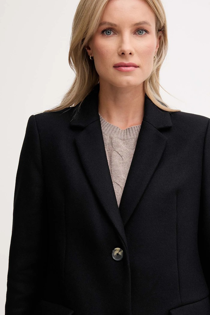 Tommy Hilfiger płaszcz z dodatkiem wełny czarny WW0WW47445
