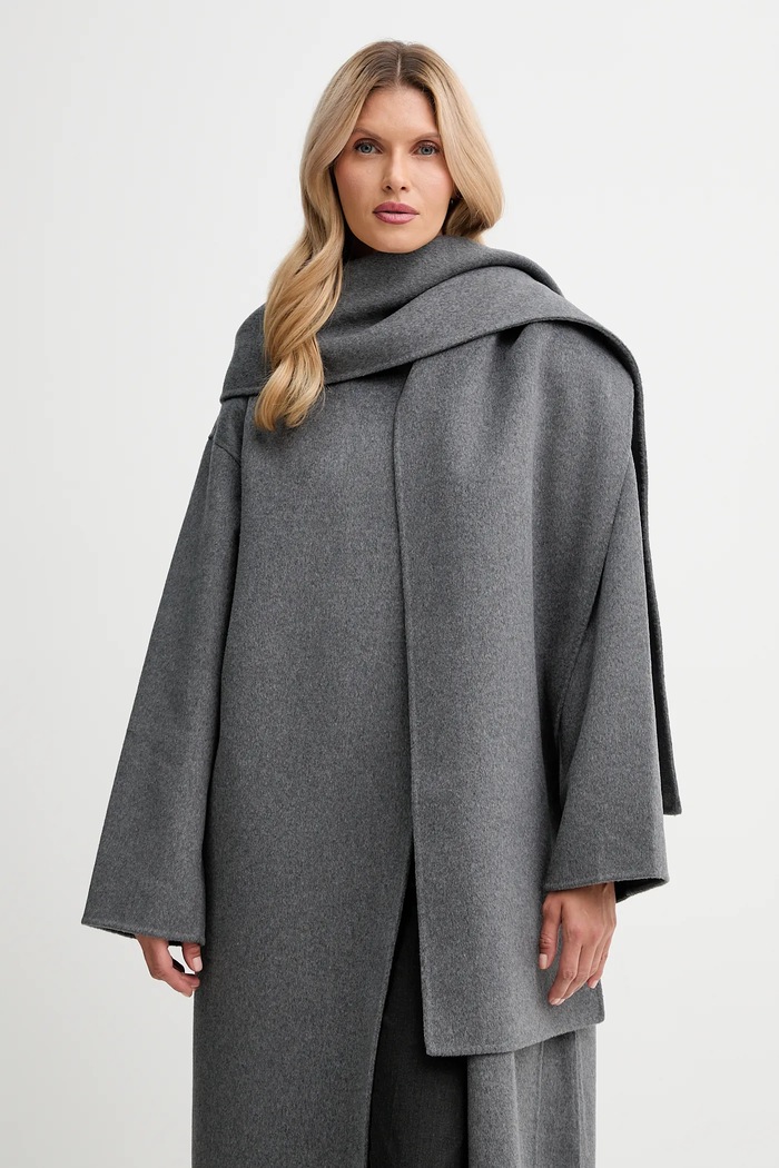 Παλτό με προσθήκη μαλλιού Calvin Klein γκρί LV044D555G