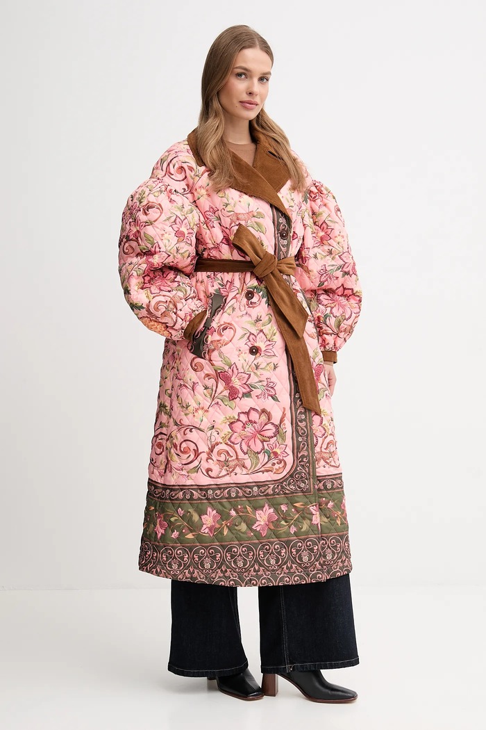 Plašč Barbour x Farm Rio LQU1870 roza AW25