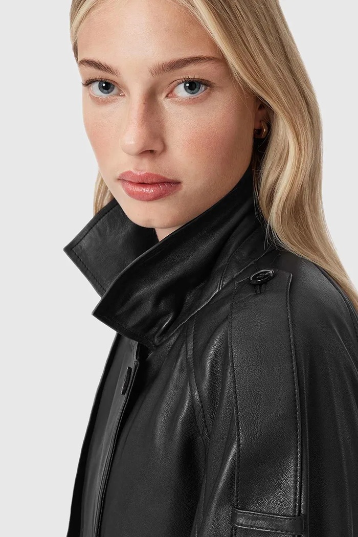 Oblečenie Kožený kabát AllSaints REED W004LD čierna