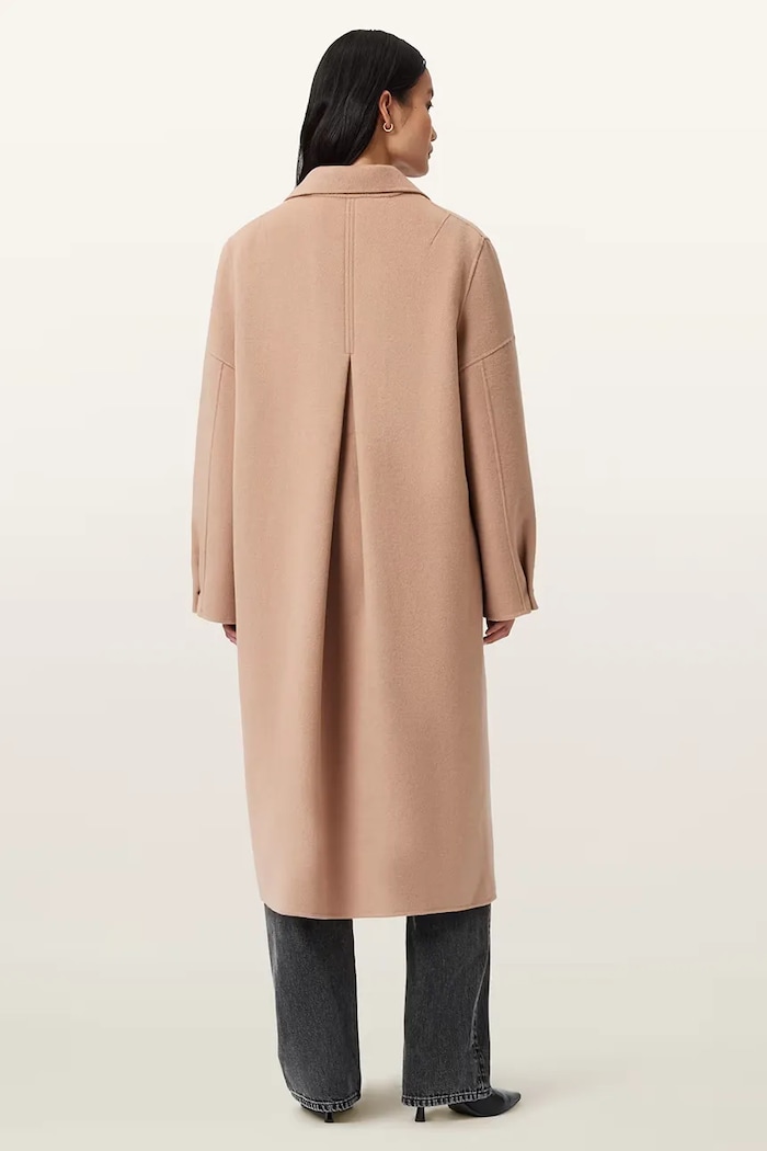 AllSaints haină cu lână SELLMA W019OD maro