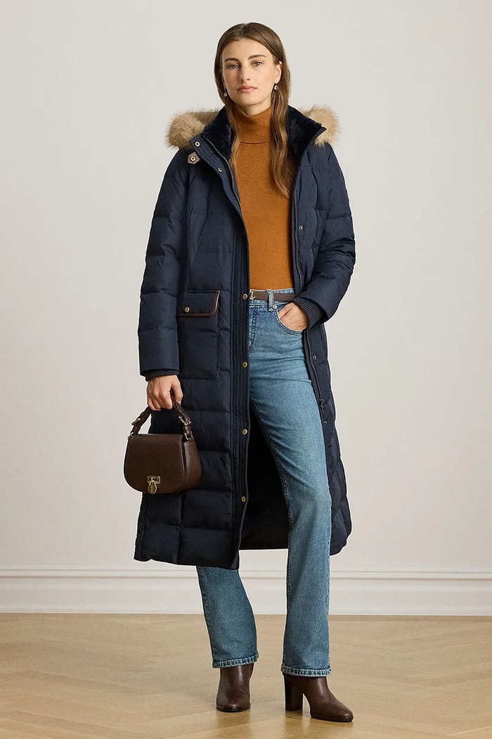 Páperová bunda Lauren Ralph Lauren zateplené tmavomodrá 297P04092