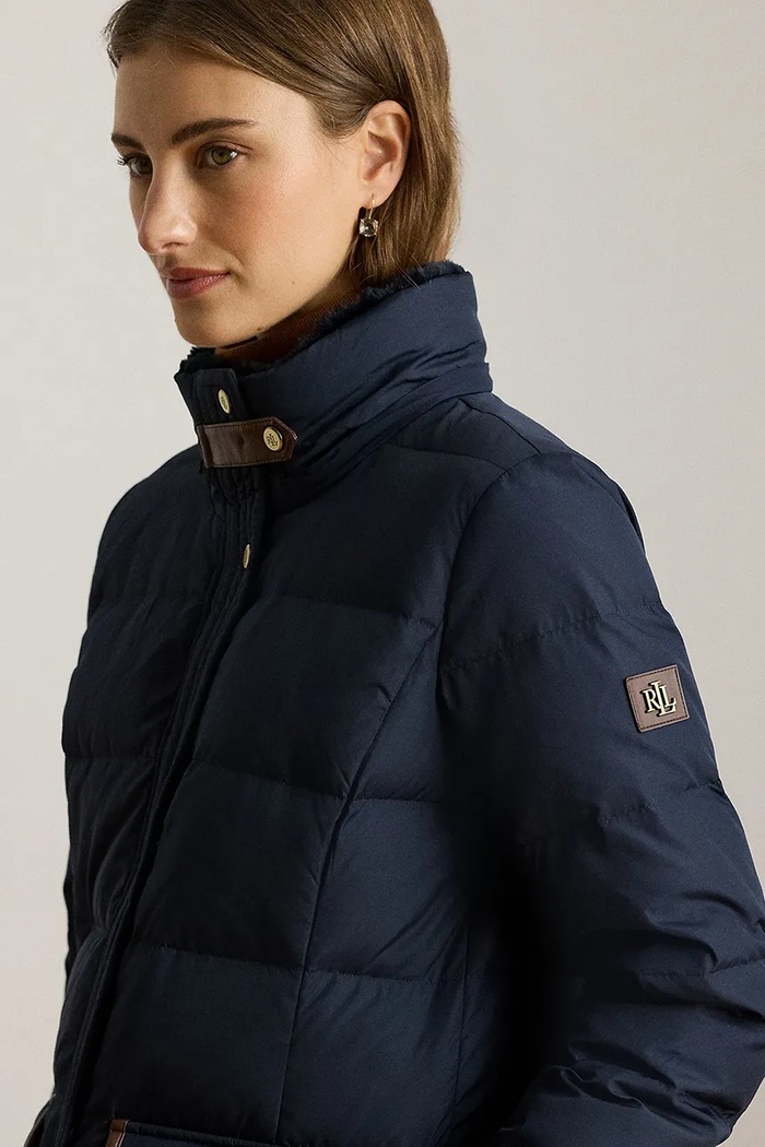 Páperová bunda Lauren Ralph Lauren tmavomodrá 297P04092
