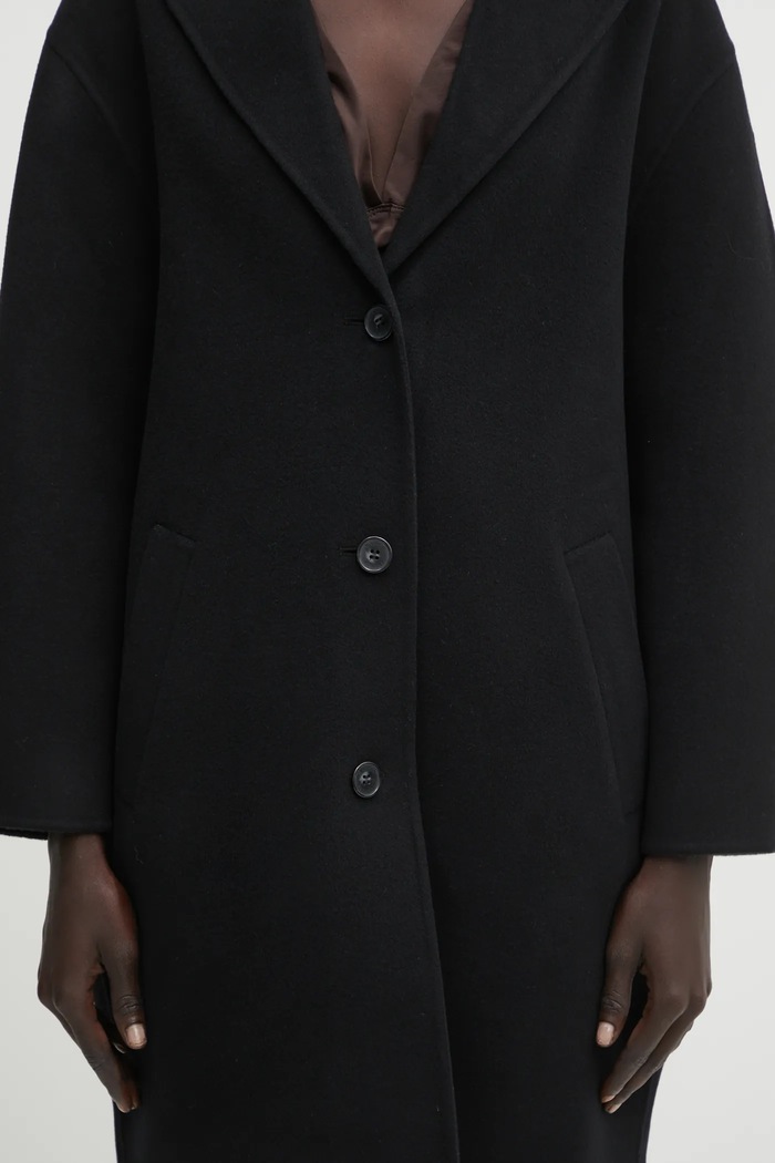 Вовняне пальто Maison Kitsuné Doubleface чорний PW02211WQ4067