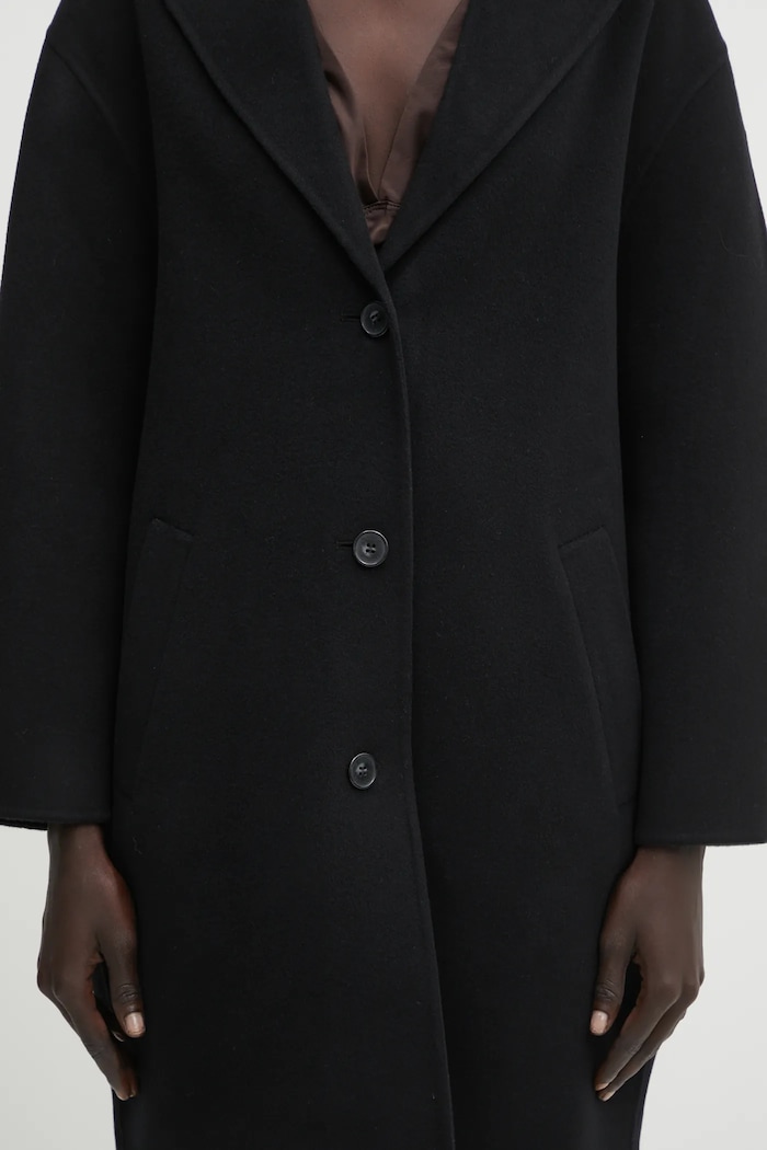 Вовняне пальто Maison Kitsuné Doubleface чорний PW02211WQ4067