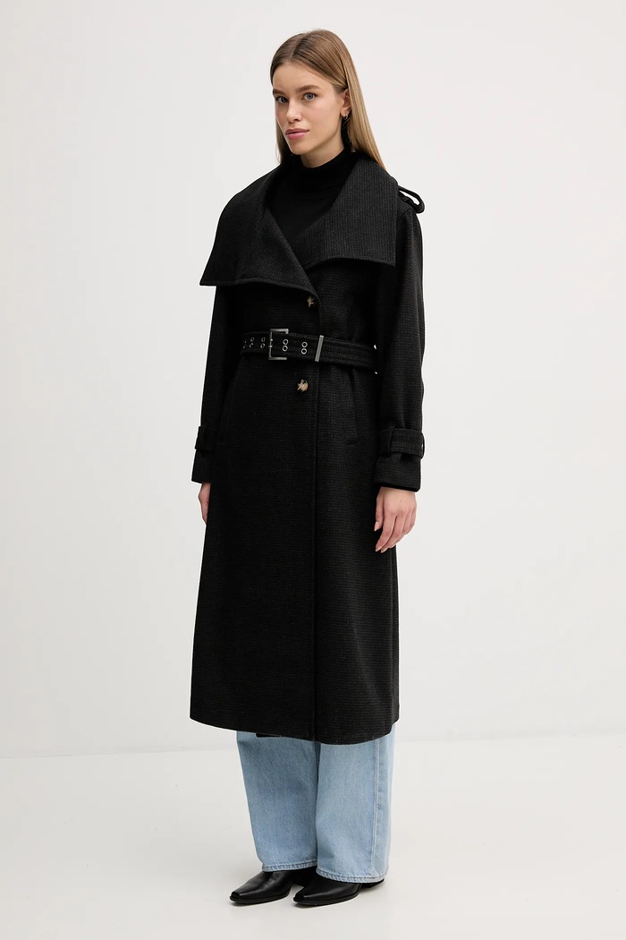 Παλτό με προσθήκη μαλλιού Sisley 224YLN06A γκρί AW25