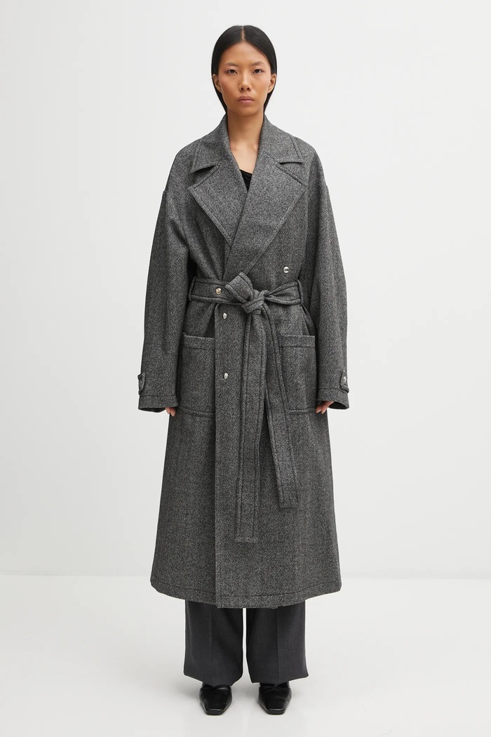 Fiorucci cappotto con lana Herringbone Maxi transitorio nero W25FWOCO001PL01GY01