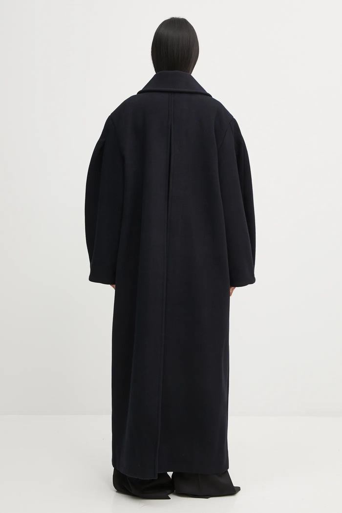 Odzież GANNI płaszcz z dodatkiem wełny Peacoat Wool Long W0802 granatowy