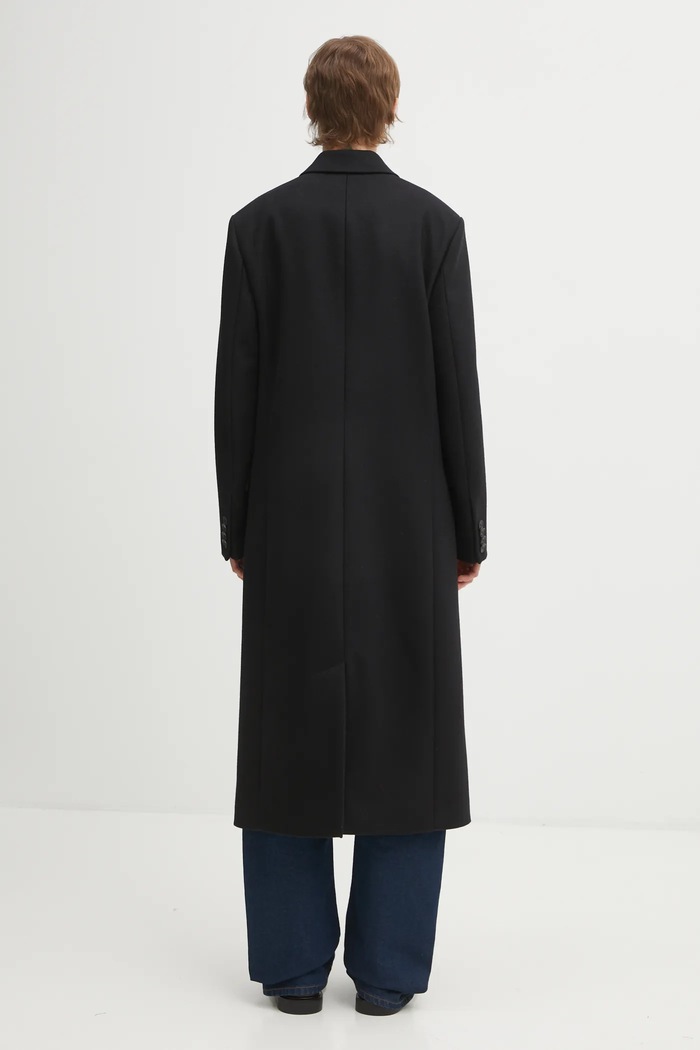 Clothing Sporty & Rich coat with wool Signature Logo Structured Wool OW05064326BA01 black
