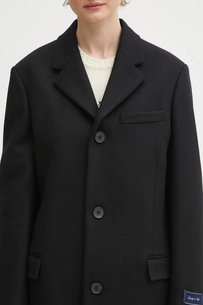 Sporty & Rich coat with wool Signature Logo Structured Wool black OW05064326BA01