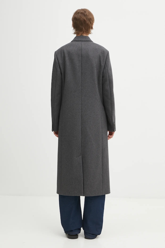 Oblečenie Kabát s prímesou vlny Sporty & Rich Signature Logo Structured Wool OW05064326GY11 sivá
