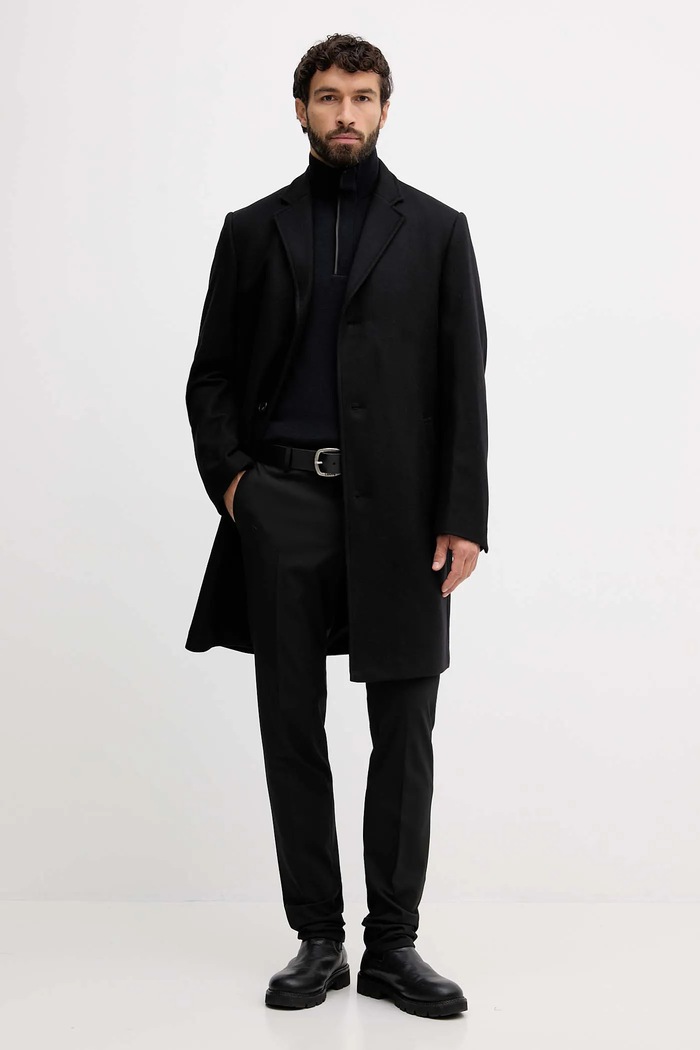 Karl Lagerfeld płaszcz z domieszką wełny 554750.455730 czarny AW25
