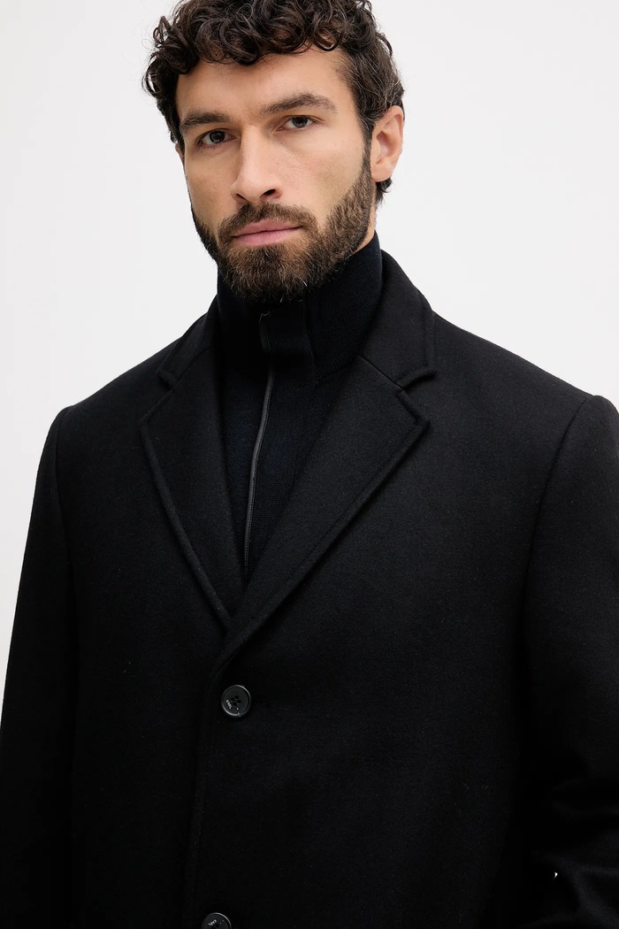 Karl Lagerfeld płaszcz z domieszką wełny czarny 554750.455730