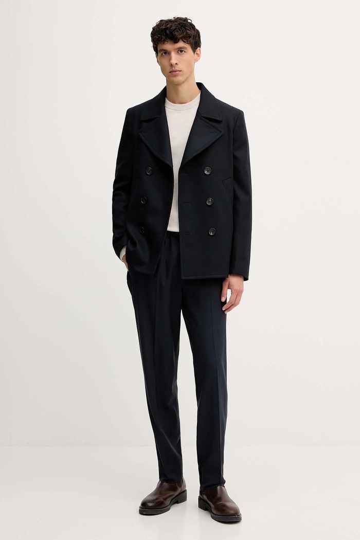 Kabát s prímesou vlny PS Paul Smith M2R.597T.T21059 tmavomodrá AW25