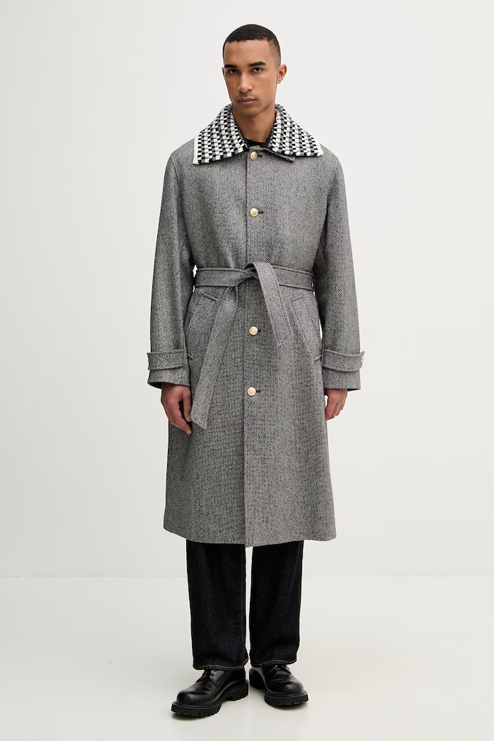 Drôle de Monsieur palton de lână Le Manteau Tweed cu captuseala gri I.CT147.WV014