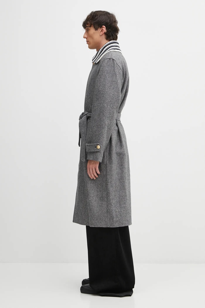 Μάλλινο παλτό Drôle de Monsieur Le Manteau Tweed I.CT147.WV014 γκρί AW25