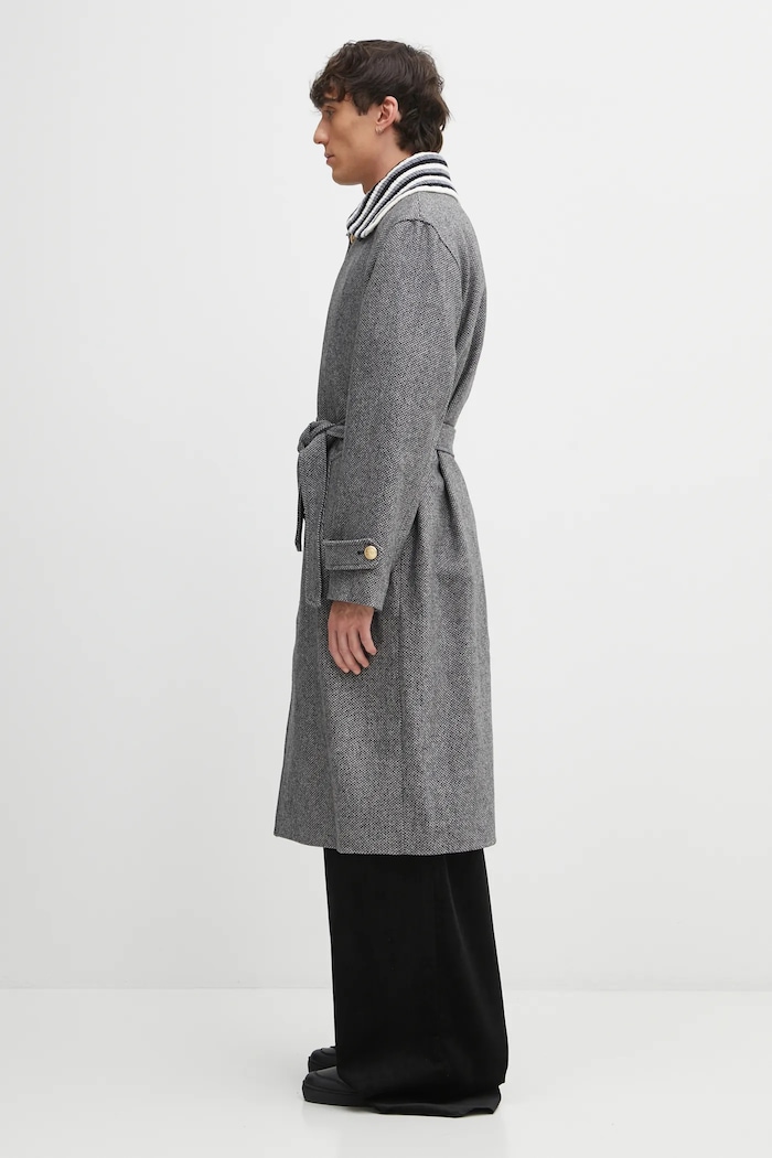 Μάλλινο παλτό Drôle de Monsieur Le Manteau Tweed I.CT147.WV014 γκρί AW25