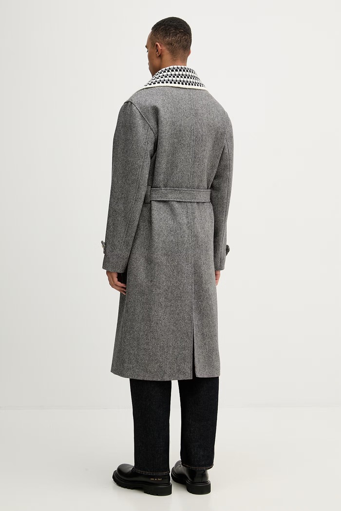 Îmbrăcăminte Drôle de Monsieur palton de lână Le Manteau Tweed I.CT147.WV014 gri