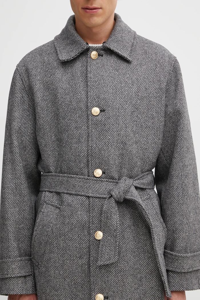 Μάλλινο παλτό Drôle de Monsieur Le Manteau Tweed γκρί I.CT147.WV014