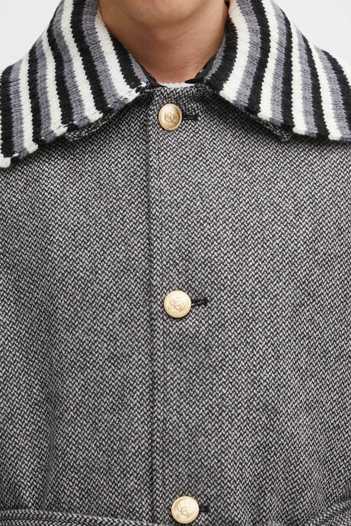 Μάλλινο παλτό Drôle de Monsieur Le Manteau Tweed I.CT147.WV014 γκρί