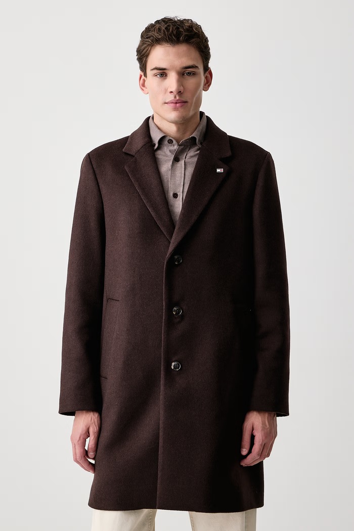 Tommy Hilfiger Plašč moški z volno rjava MW0MW40768