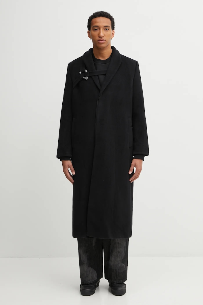 Μάλλινο παλτό Heliot Emil χωρίς μόνωση μαύρο AW25.M.01.013.BLK01