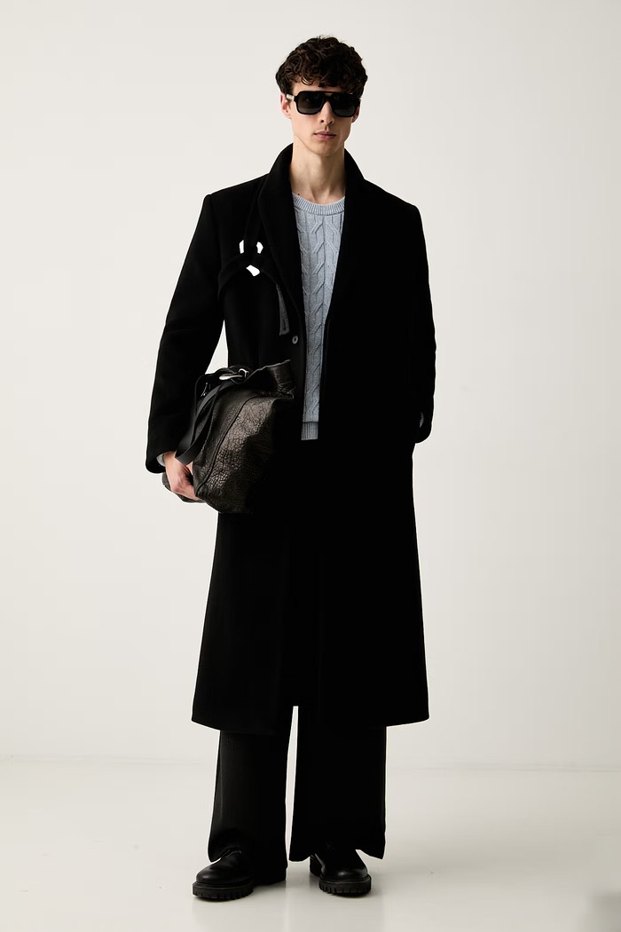 HELIOT EMIL палто мъжко от вълна AW25.M.01.013.BLK01 черен AW25