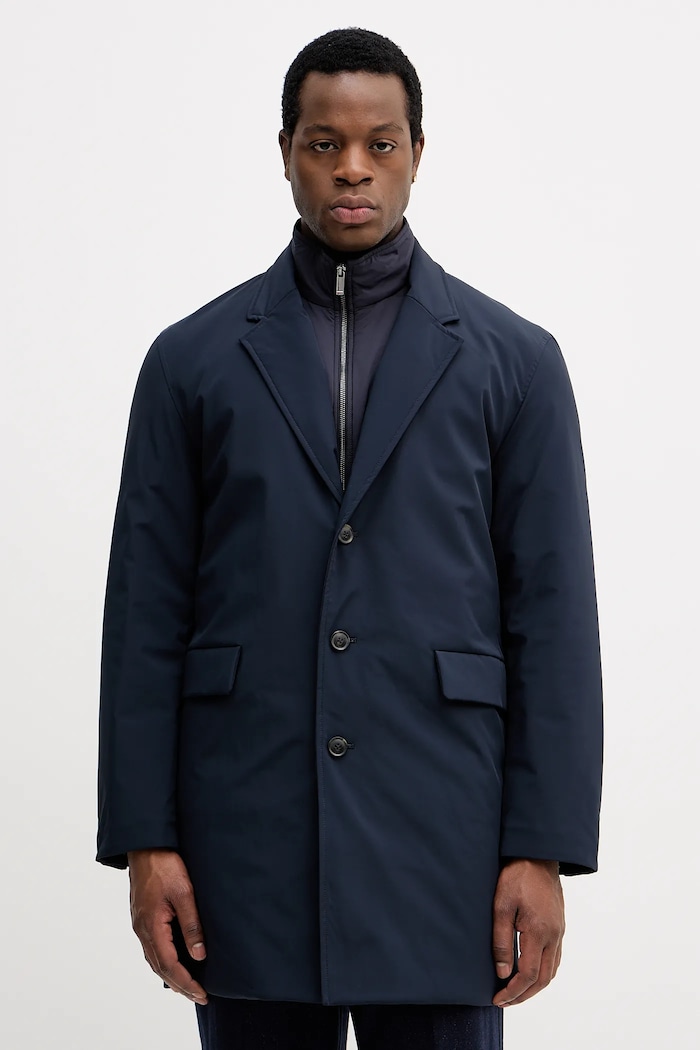 Tommy Hilfiger płaszcz bez kaptura granatowy MW0MW40766