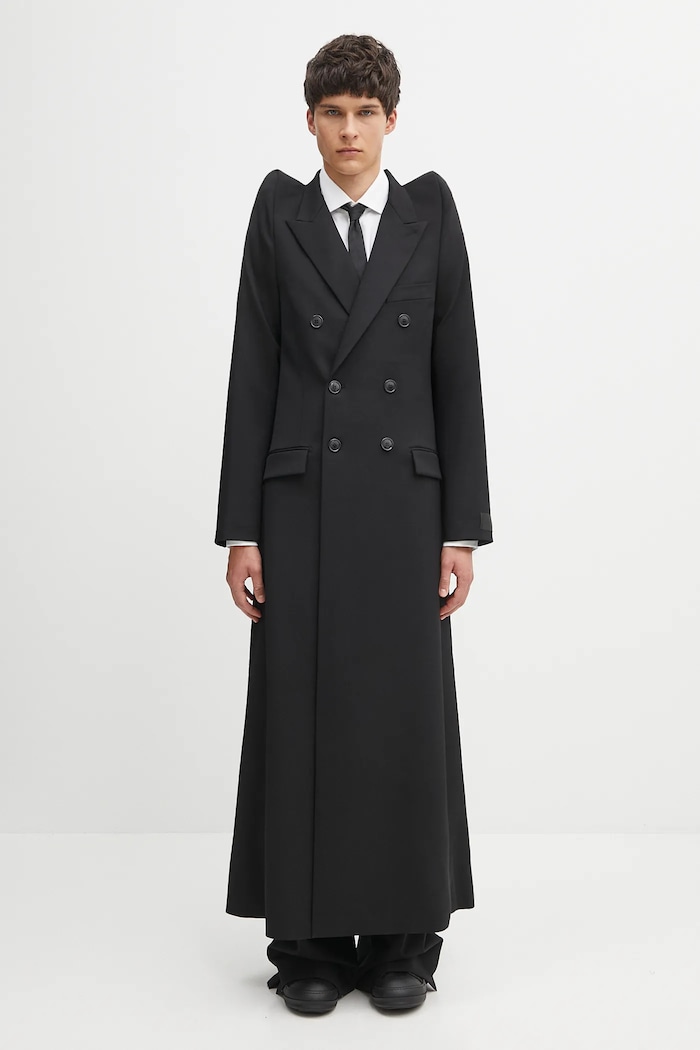 VETEMENTS płaszcz z wełną Tight Shoulder Tailored bez kaptura czarny UH76TC900B
