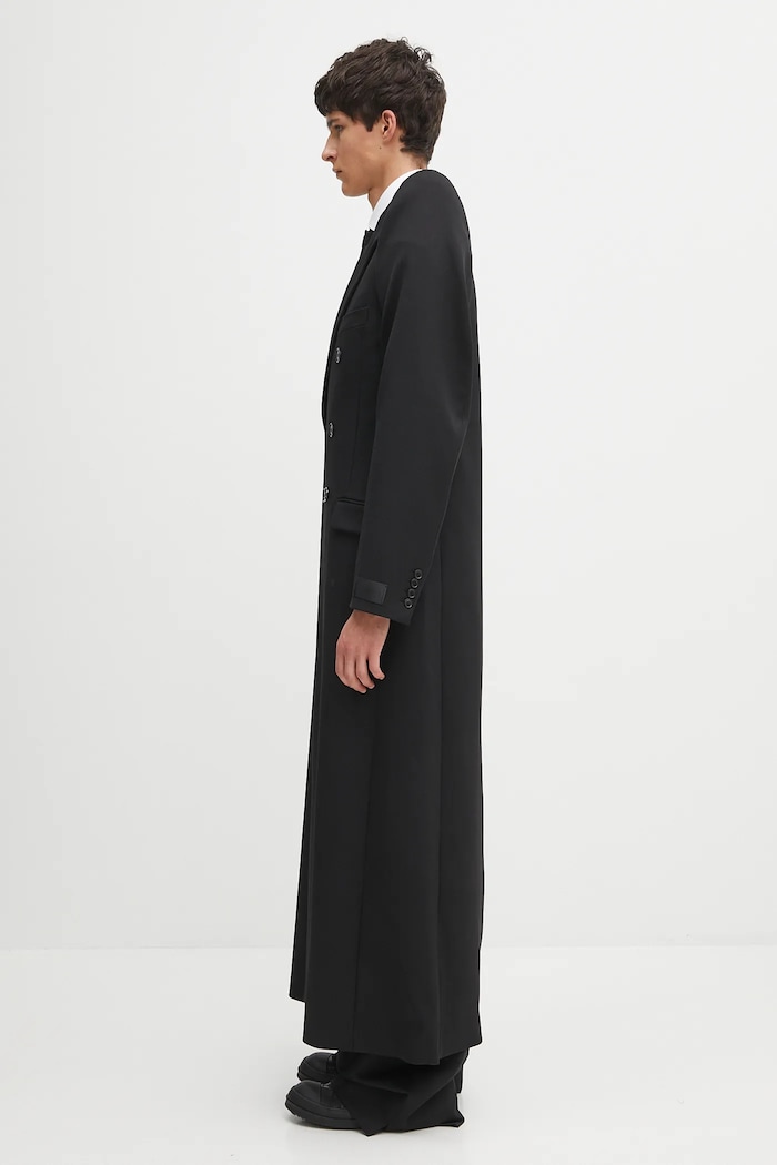 VETEMENTS płaszcz z wełną Tight Shoulder Tailored UH76TC900B czarny AW25