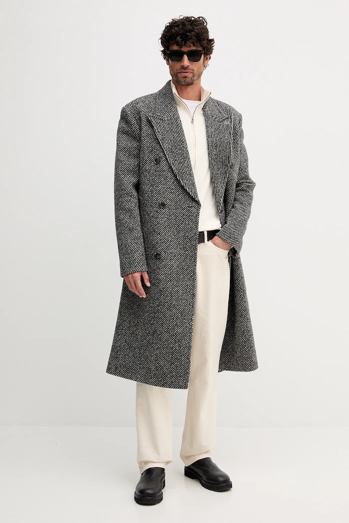 Tommy Hilfiger palton de lână MW0MW40763 negru AW25