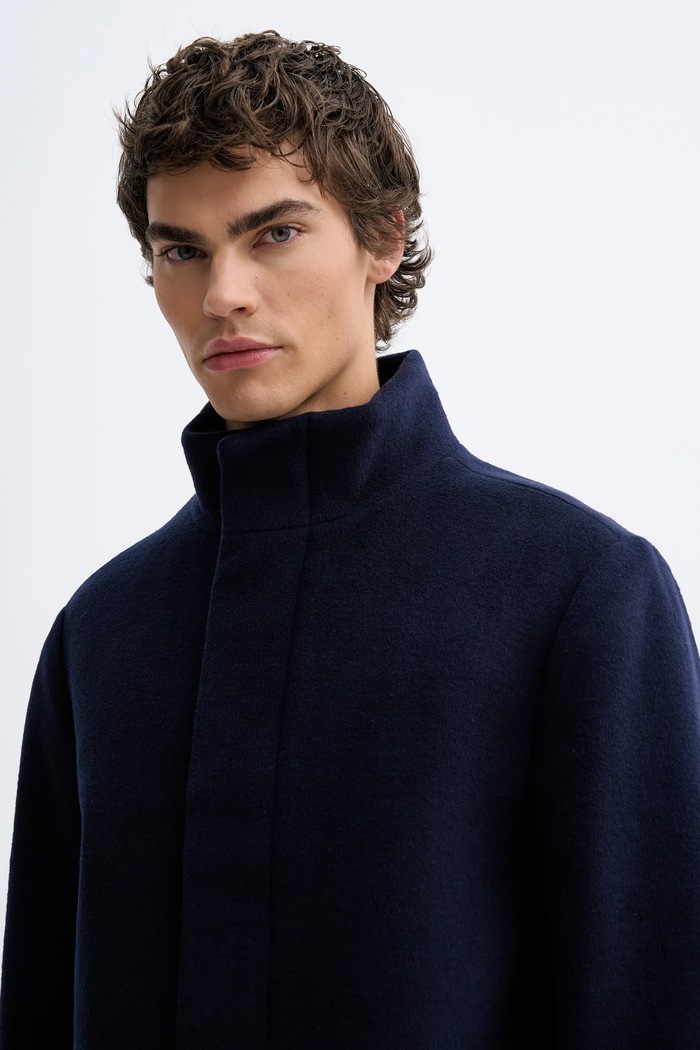 Oblečení Kabát s příměsí vlny Calvin Klein LV04LD457G námořnická modř