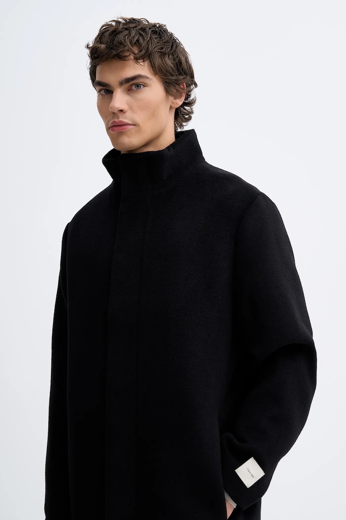 Kabát s příměsí vlny Calvin Klein černá LV04LD457G
